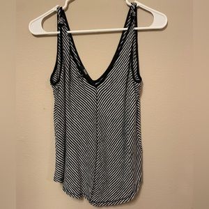 PAIGE Rylen Black Striped Linen Tank